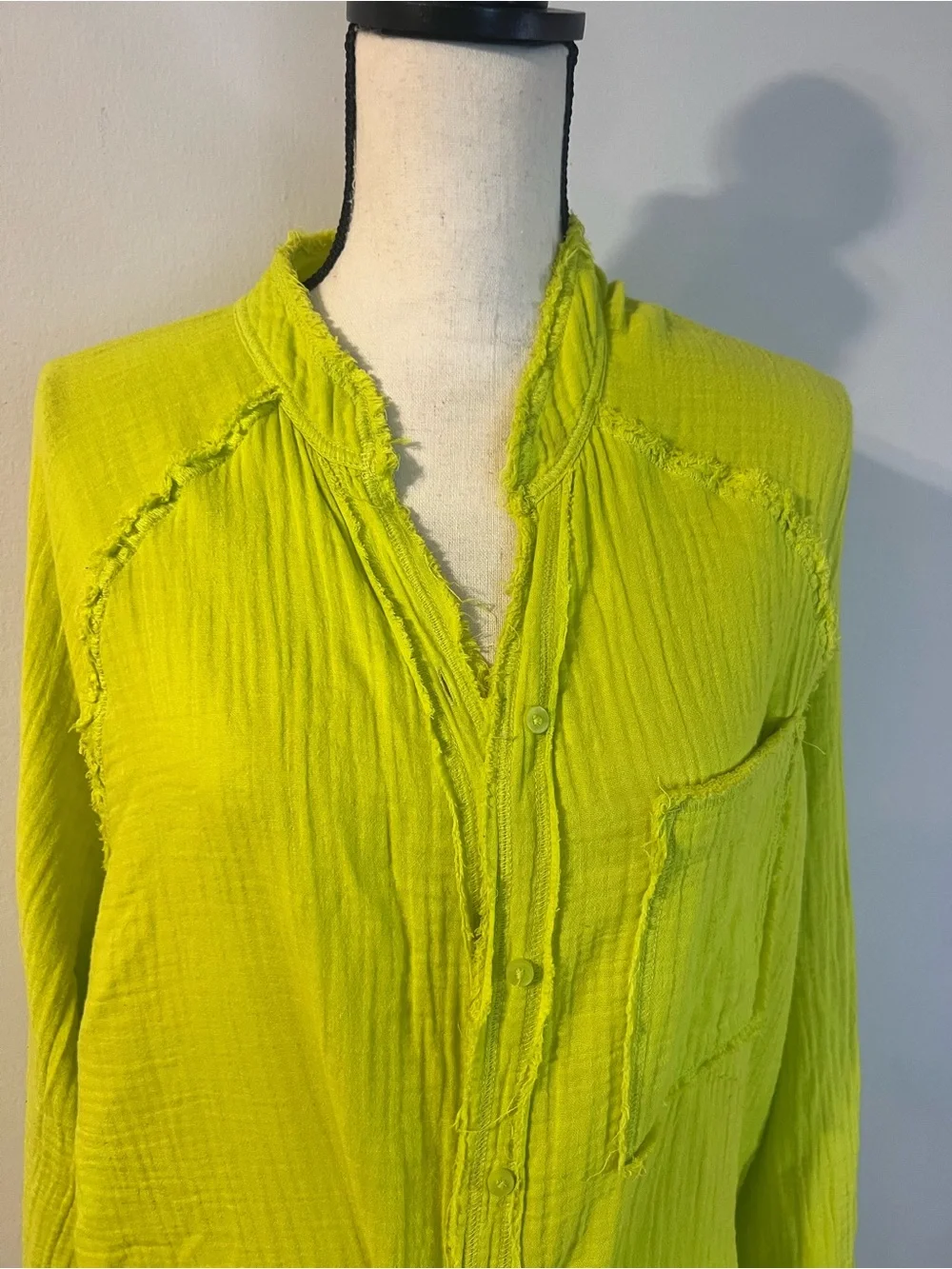 aerie Neon Lime Gauze Button-Front Swim Coverup - Picture 4 of 13